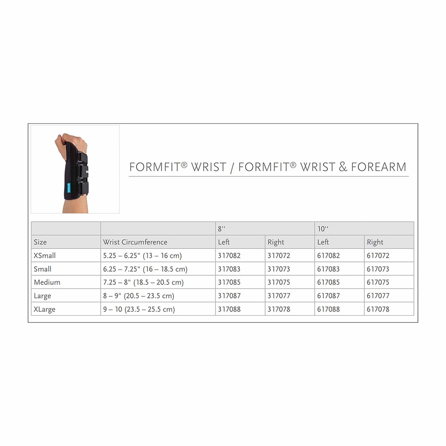 WRIST SPLINT, FORMFIT LT SM 8"