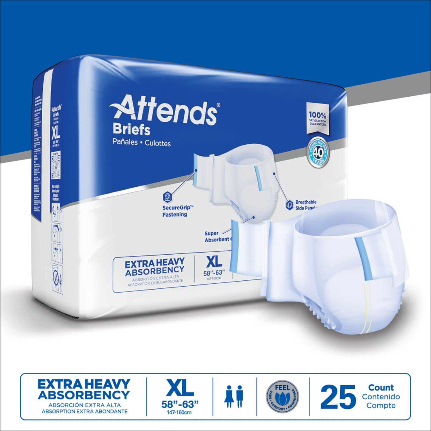 BRIEF, ATTENDS XHEAVY ABSORBENCY XLG (25/BG 4BG/CS)