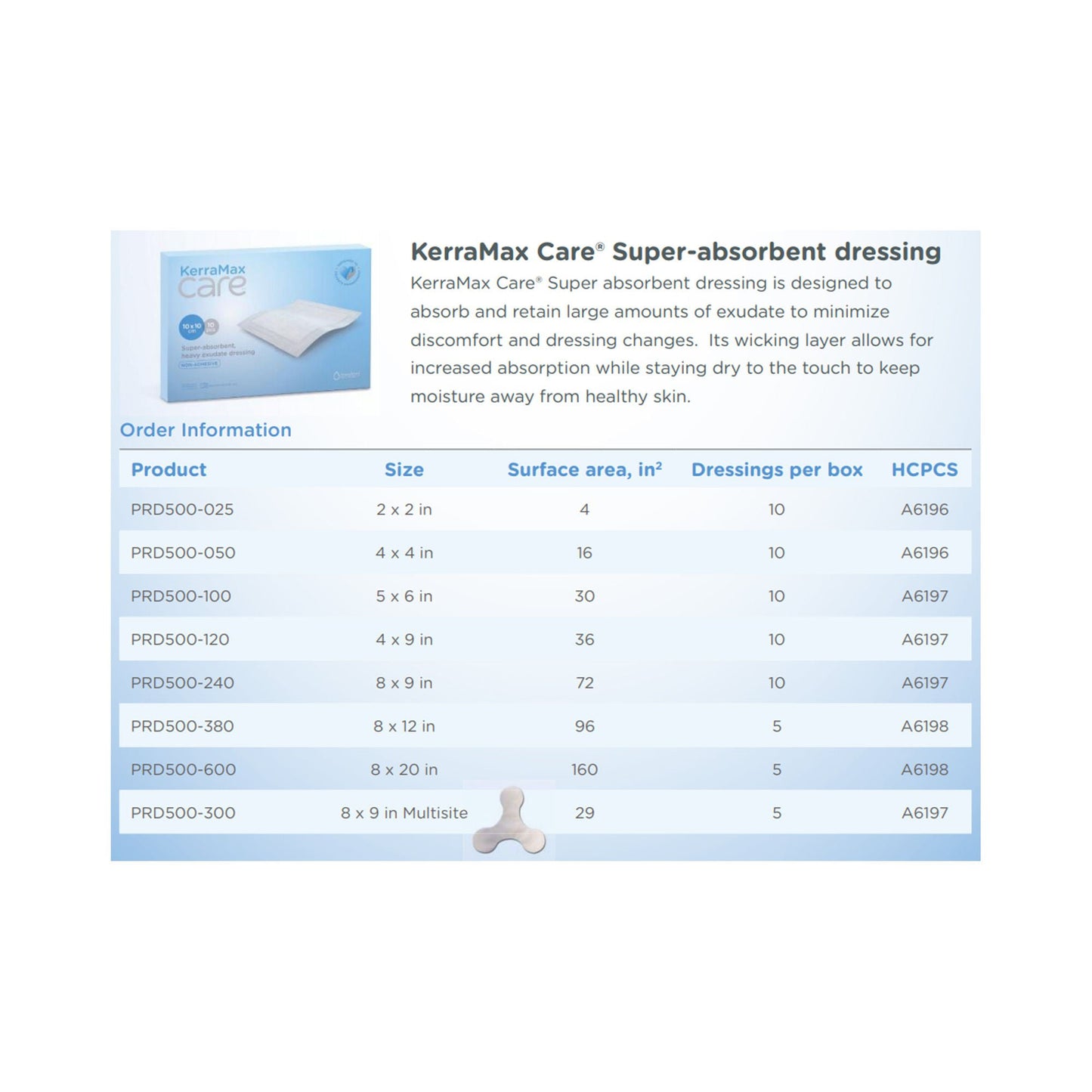 DRESSING, WOUND KERRAMAX CARE 5X6" (10/CT 65CT/CS)