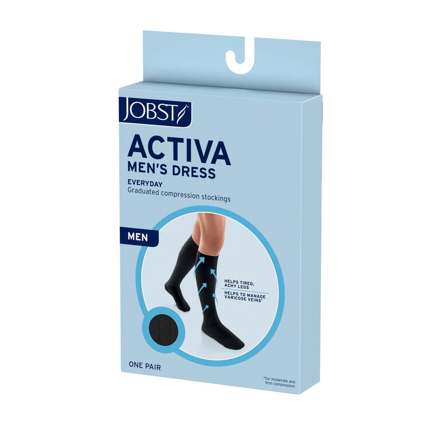 SOCKS, DRESS JOBST ACTIVA KNEE-HI NAVY LG 8-15MMHG (1/PR)