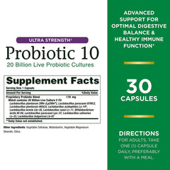 ULTRA STRENGTH PROBIOTIC 10, CAP NATURES BOUNTY (30/BT)