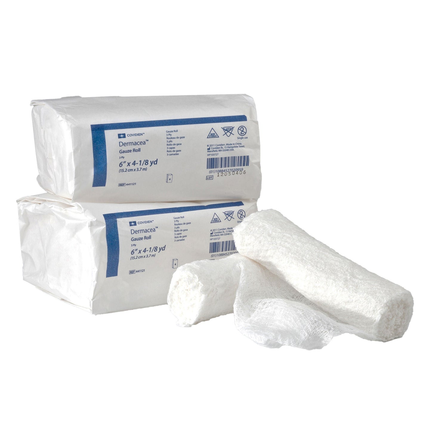 GAUZE, ROLL FLUFF DERMACEA 3PLY N/S 6"X4 1/8YDS (6/BX 8BX/CS