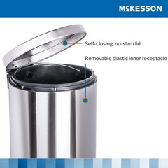 WASTECAN, STEP-ON RND METAL S/STL 32QT