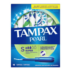 TAMPON, TAMPAX PEARL APPL SUPER UNSCNTD (18/BX)