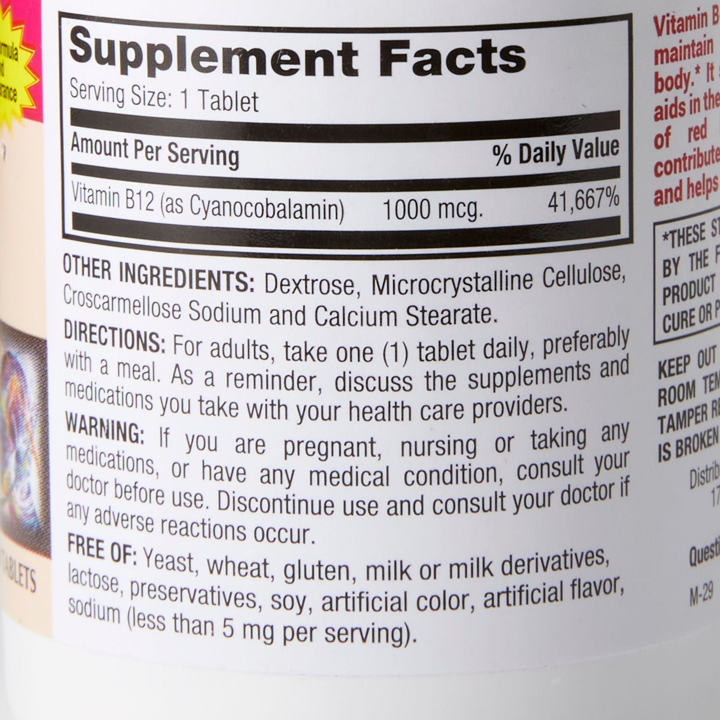VITAMIN B-12, TAB 1000MCG (130/BT)