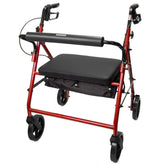 WALKER, ROLLATOR HVY DUTY FOLDING STEEL W/8" WHLS RED 400LB