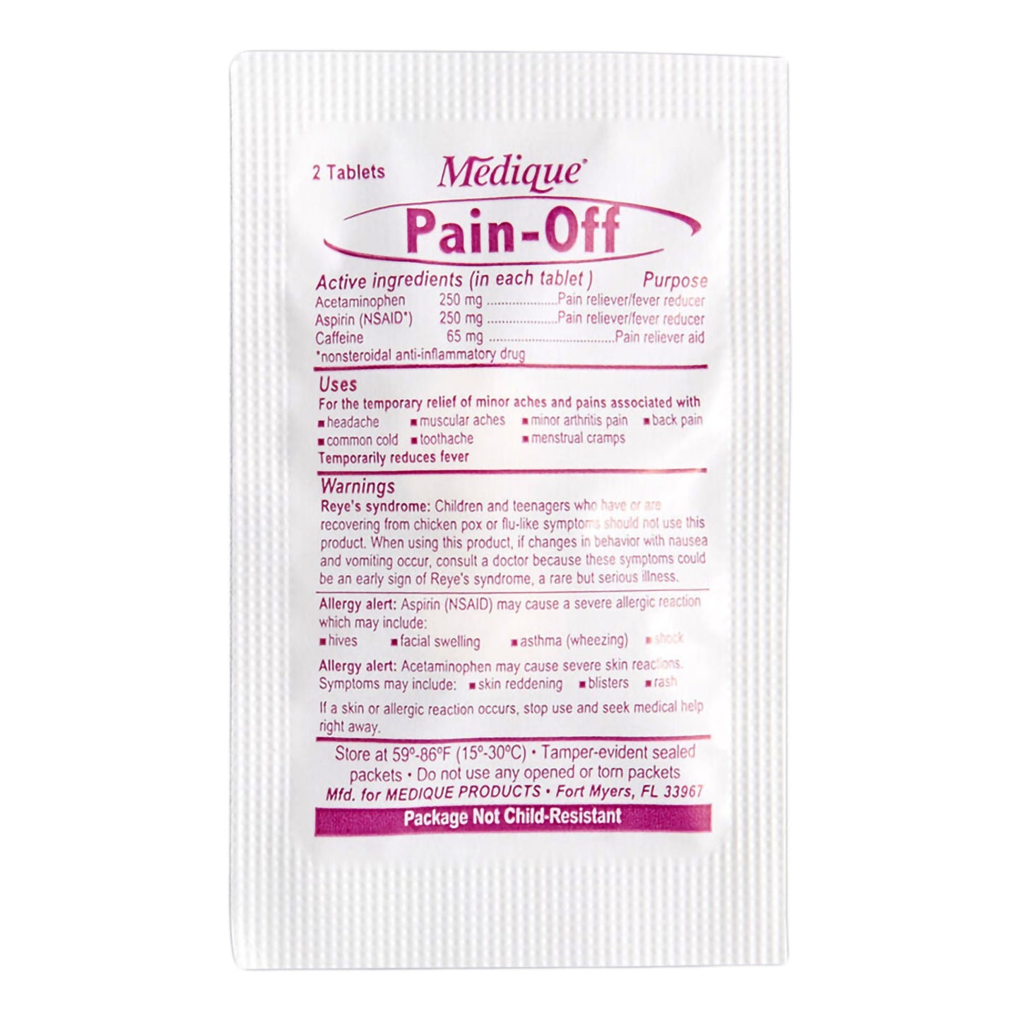PAIN OFF XS, TAB (2/PK 50PK/BX12BX/CS)