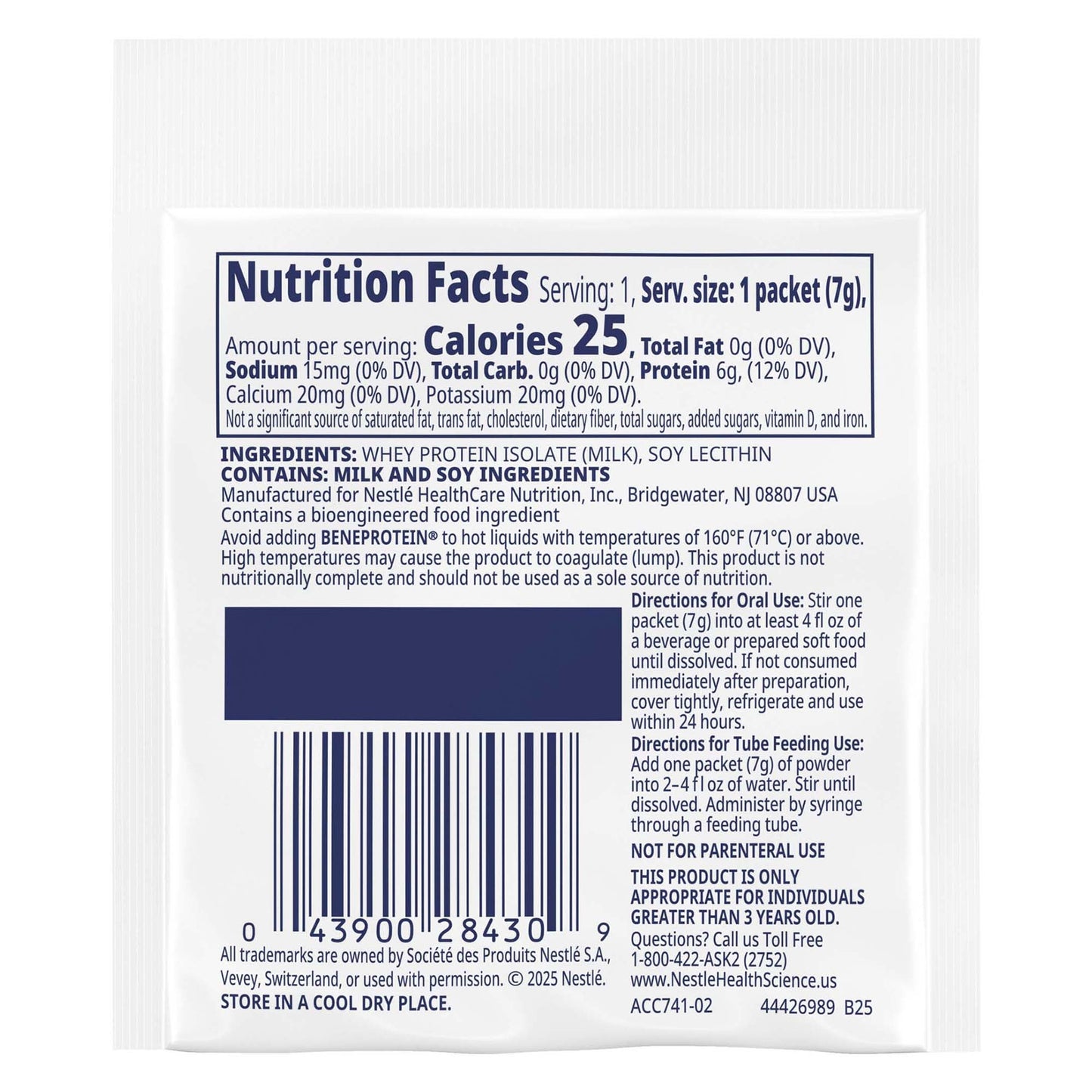 BENEPROTEIN, PDR UNFLAV 7.0GM (75PK/CS)