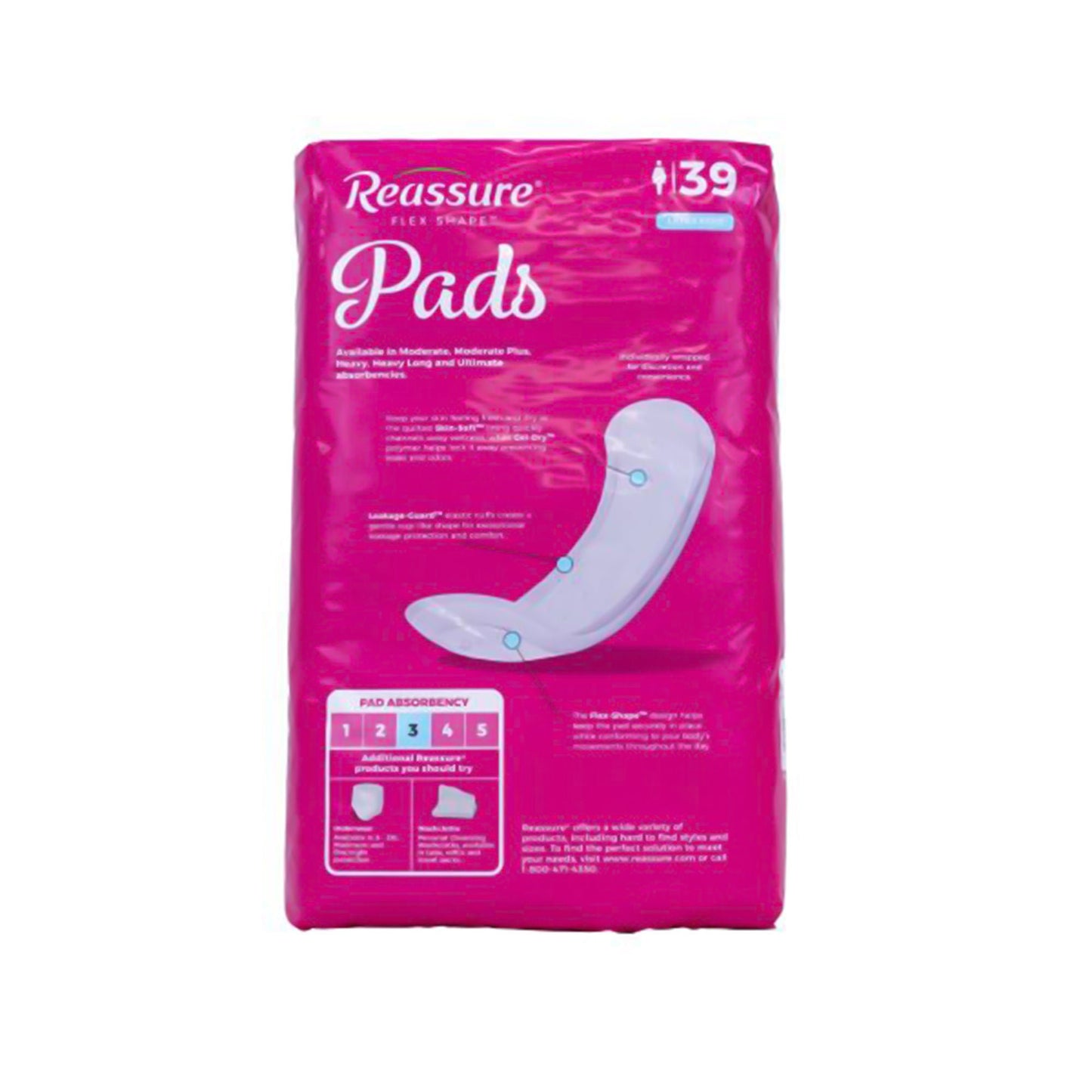 Reassure® Flex-Shape Pad™, Long Pad for Heavy Incontinence One Size Fits Most