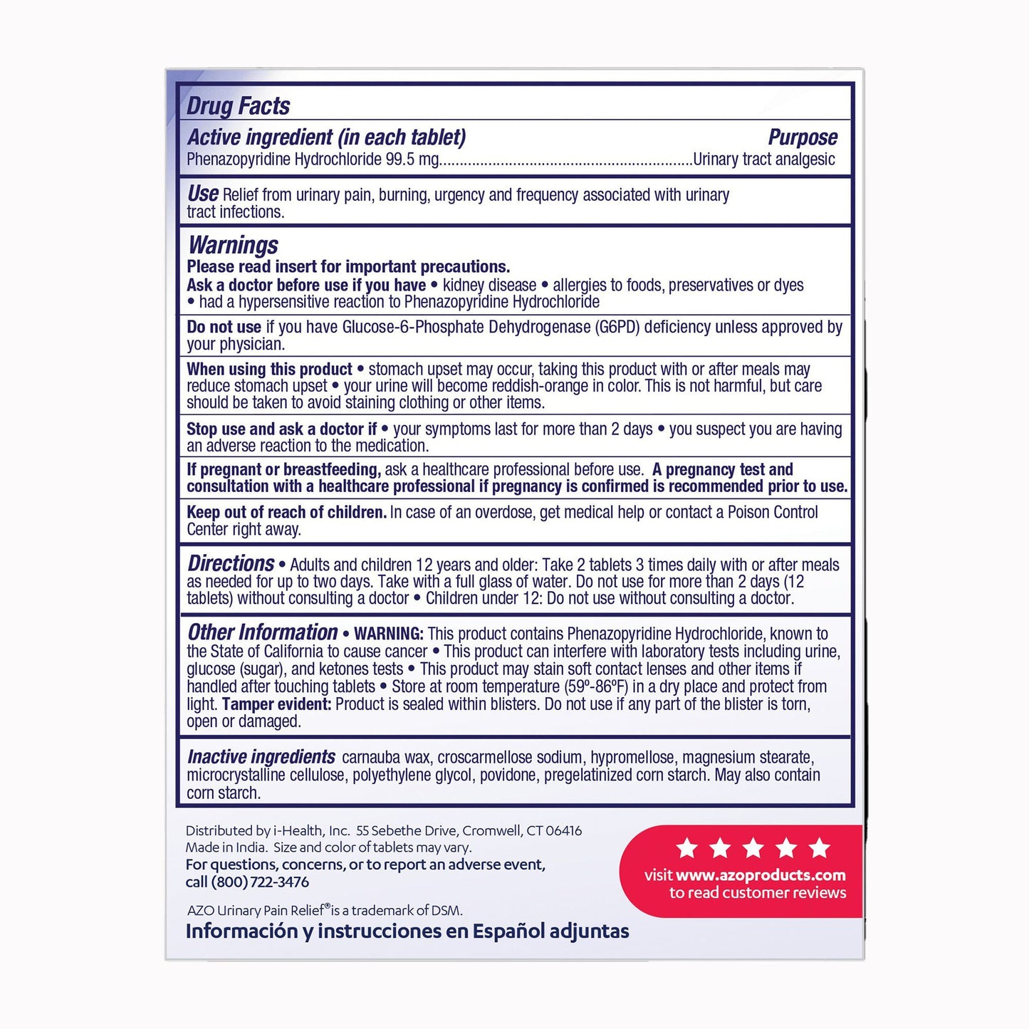 PAIN RELIEF, TAB AZO URINARY UPR MAX (24/BX 24BX/CS)