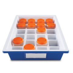 TRAY, STORAGE SAMPLE POLYSTYRENE BLU/WHT