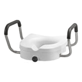 SEAT, TOILET RAISED TILTED W/ARMS RETAIL 5" (2/CS)