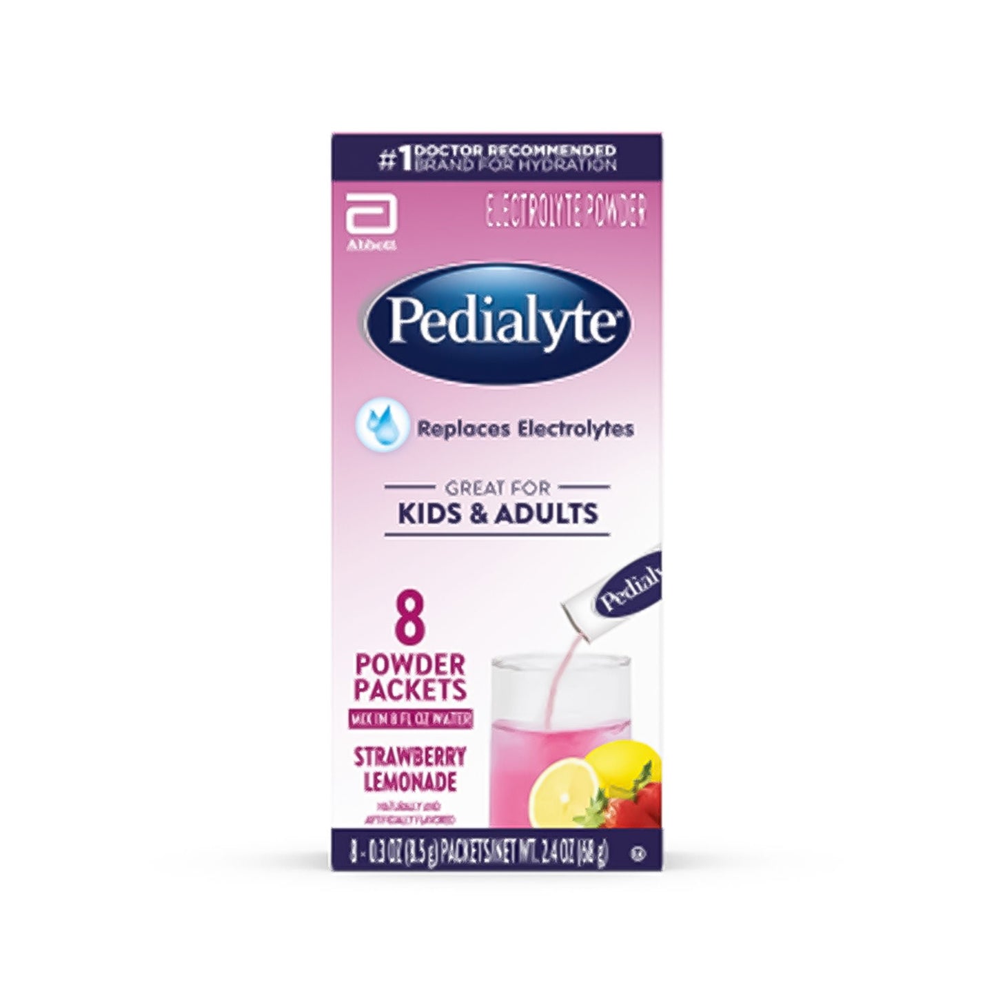 PEDIALYTE, PDR STRWBRY LEMONADE 8.5GM (64/BX 8BX/CS)