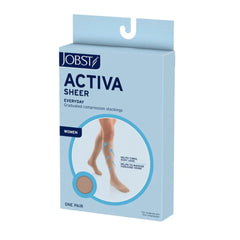 STOCKING, KNEE HI JOBST ACTIVASHEER COMPRS PR 8-15MMHG