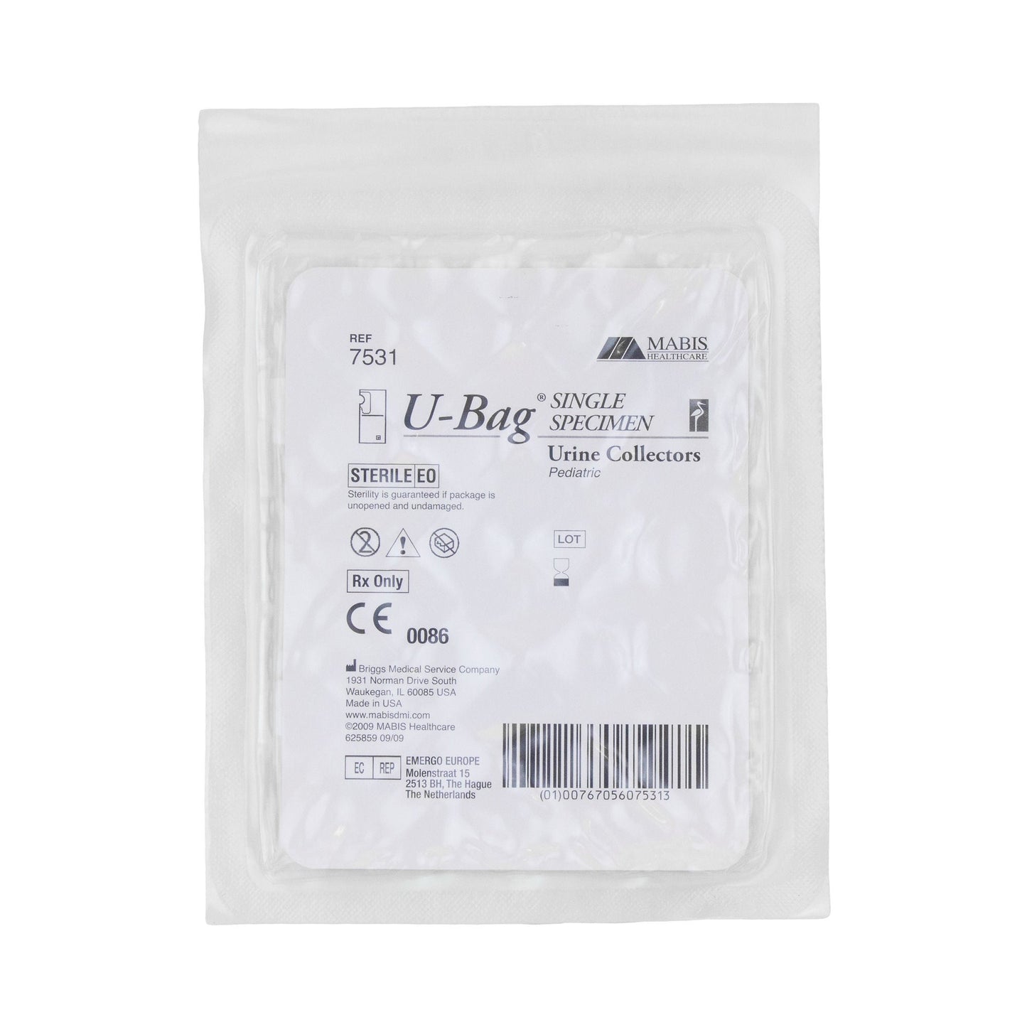 BAG, URINE SPCMN W/ADHSV STR PED (100/BX) MABIS