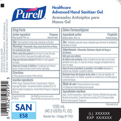 SANITIZER, HAND GEL ES8 1200MLREFILL (2/CS)