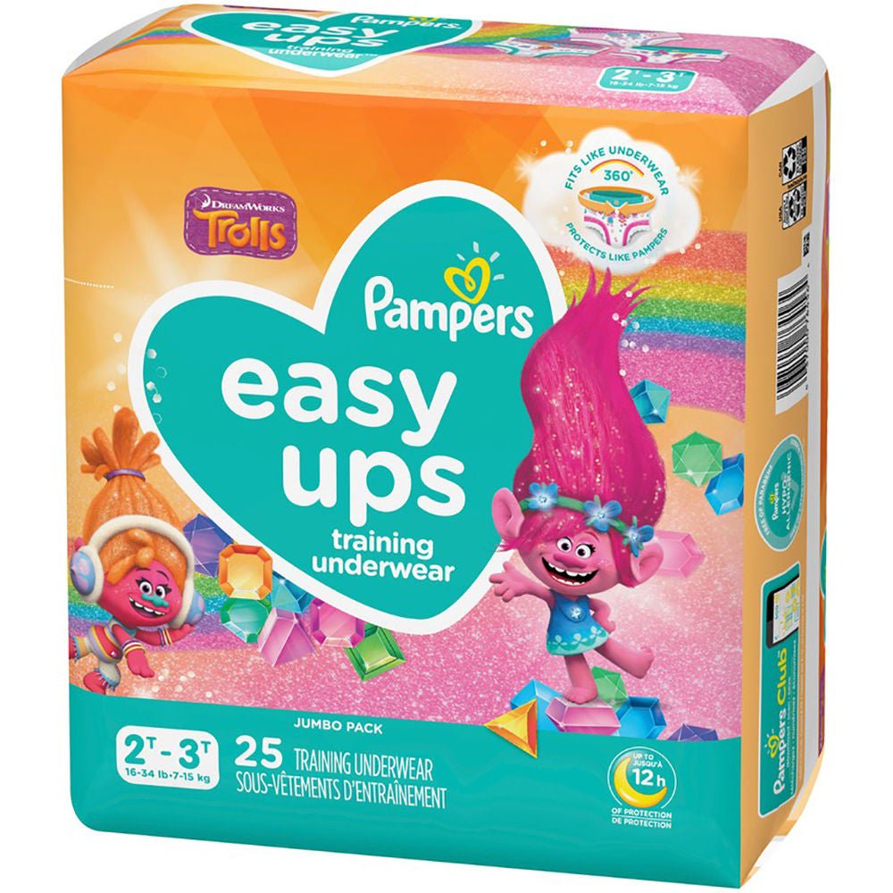 DIAPER, PAMPERS EASY UPS GIRL 2T/3T (25/PK 4PK/CS)