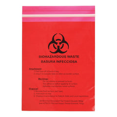BAG, BIOHAZARD RED STICK-ON 1 2"X14/2MIL (100/CS)