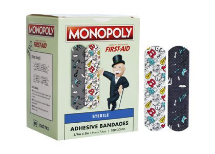 BANDAGE, WOUND MONOPOLY ADH 3/4"X3" (100/BX12BX/CS)