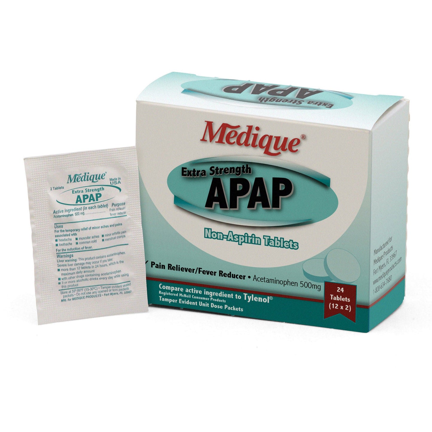 APAP XS, TAB 500MG UD (24/BX 25BX/CS)
