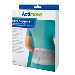 BACK SUPPORT, ADJ DBL LAYER COMPRESSION GRY SM/MED
