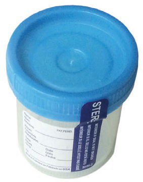CONTAINER, SPCMN 90ML STR DUO CLICK BLU CAP (100/BG 4BG/CS)
