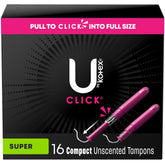 TAMPON, U BY KOTEX CLICK SUPERPREM SUPER ABSRB(16/PK 8PK/CS)