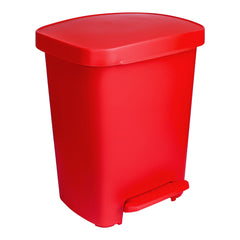 WASTECAN, STEP-ON RECTGL PLAS RED 32QT