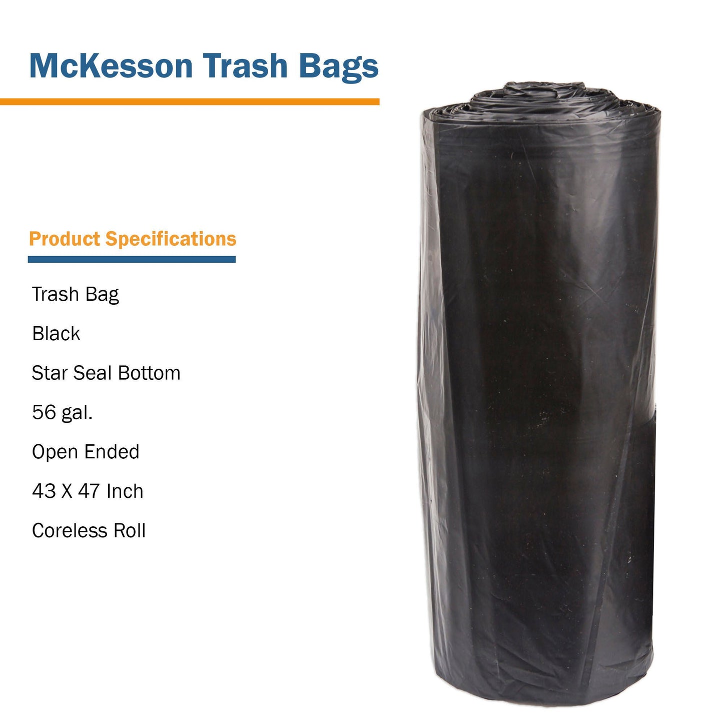 LINER, CAN BLK 1.50MIL 43"X47"56GL (100/CS)