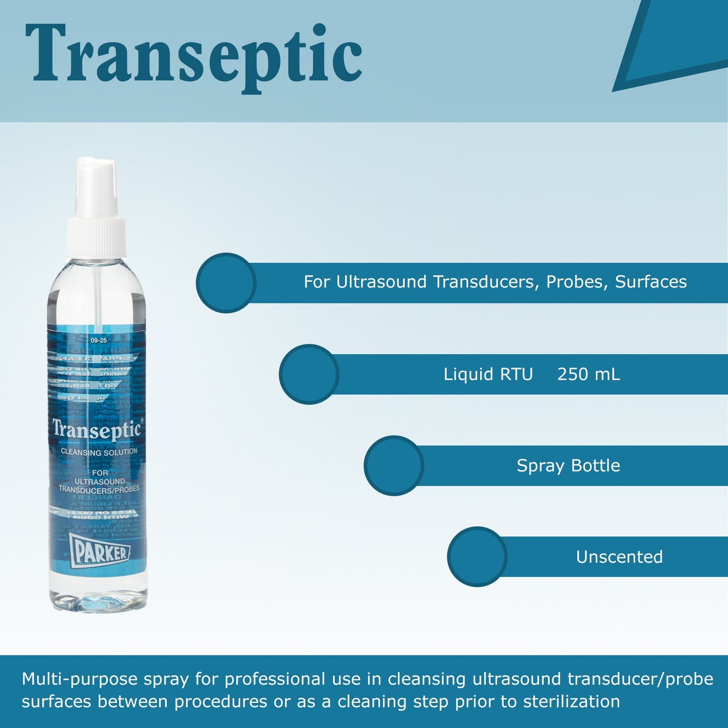 SOLUTION, TRANSEPTIC TRANSDUCER/PROBE CLN 250ML(12/BX 4BX/CS