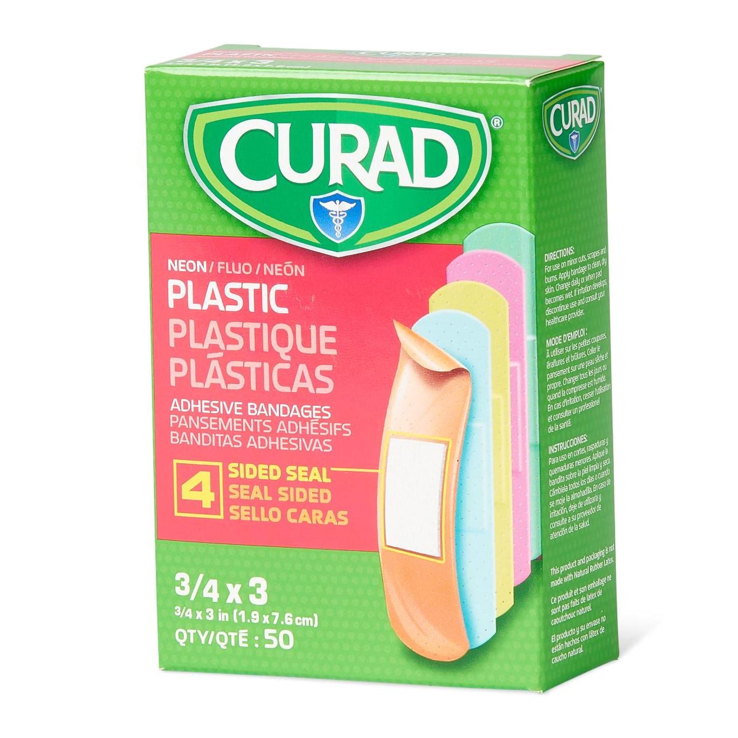 BANDAGE, ADH CURAD PLAS NEON 3/4"X3" (50/BX 24BX/CS)