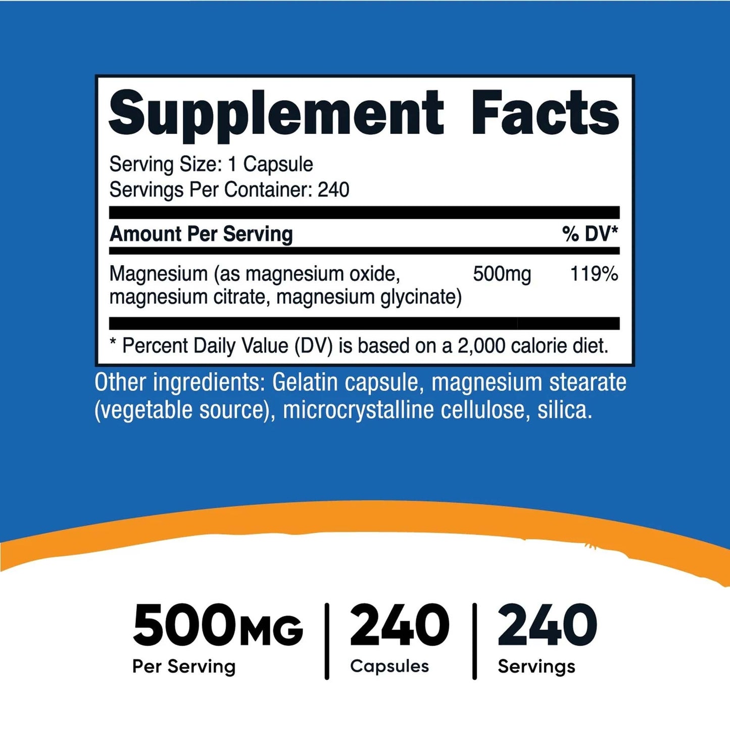 VITAMIN, CAP MAGNESIUM COMPLEX500MG (240/BT 12BT/CS)