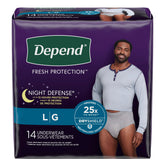 UNDERWEAR, DEPEND NIGHT DEFENSE GRY LG (14/PK 4PK/CS)