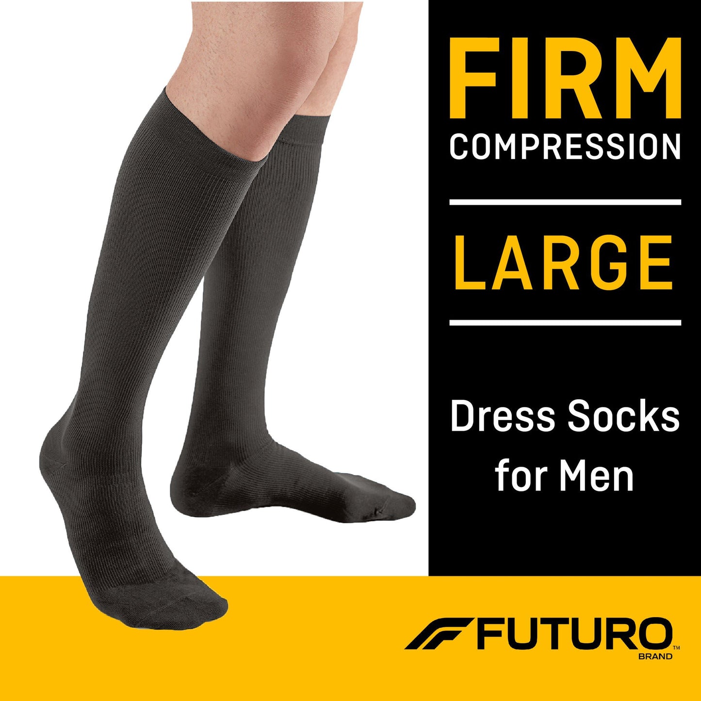 SOCKS, DRESS COMPRSN FUTURO RESTORING BLK MENS LG (12PR/BX)