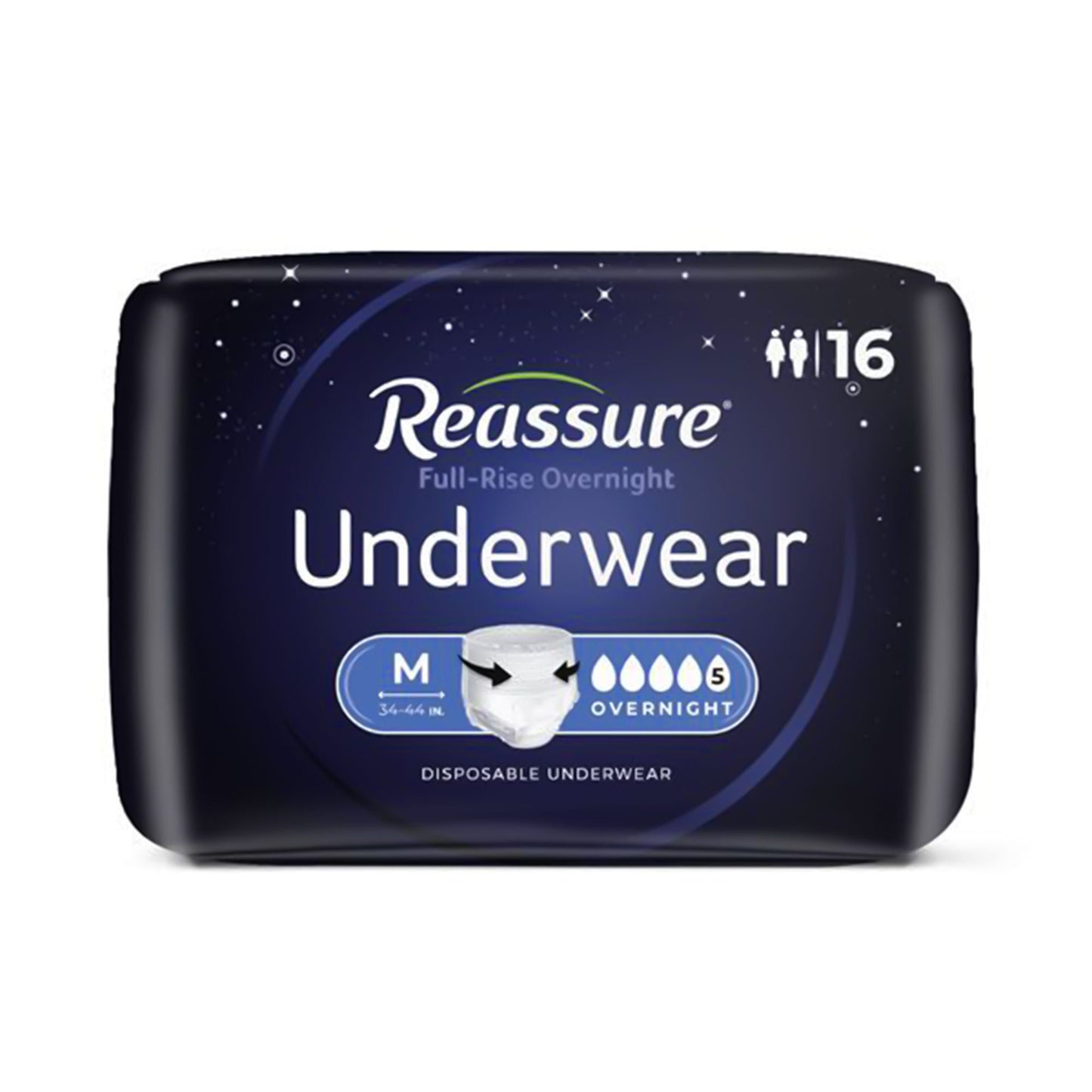 Reassure® Full-Rise Overnight Absorbent Underwear, Heavy Absorbency, Medium