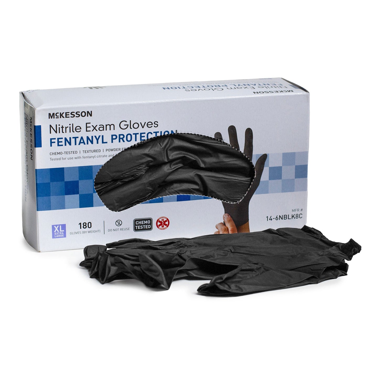GLOVE, EXAM NTRL XLG N/S CHEMO BLK (180/BX 10BX/CS)