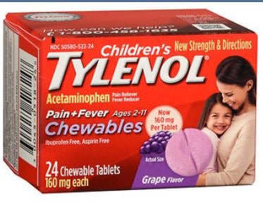 TYLENOL CHILDRENS, TAB CHEW 160MG GRAPE (24/BT)