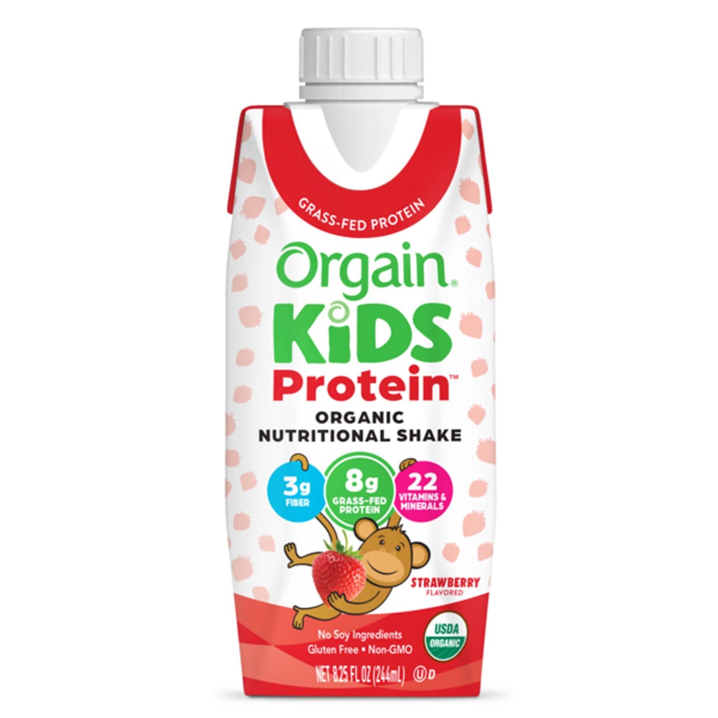 SHAKE, NUTRTN ORGANIC ORGAIN KIDS PROTN STRWBRY 224ML (12/CS