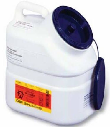 CONTAINER, SHARPS PHARMA WHT/BLU 3GL PLUG CAP (12/CS)