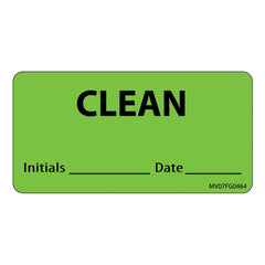 LABEL, CLEAN INITIALS DATE 1" GRN 2 15/16"X1 1/2" (333/RL)