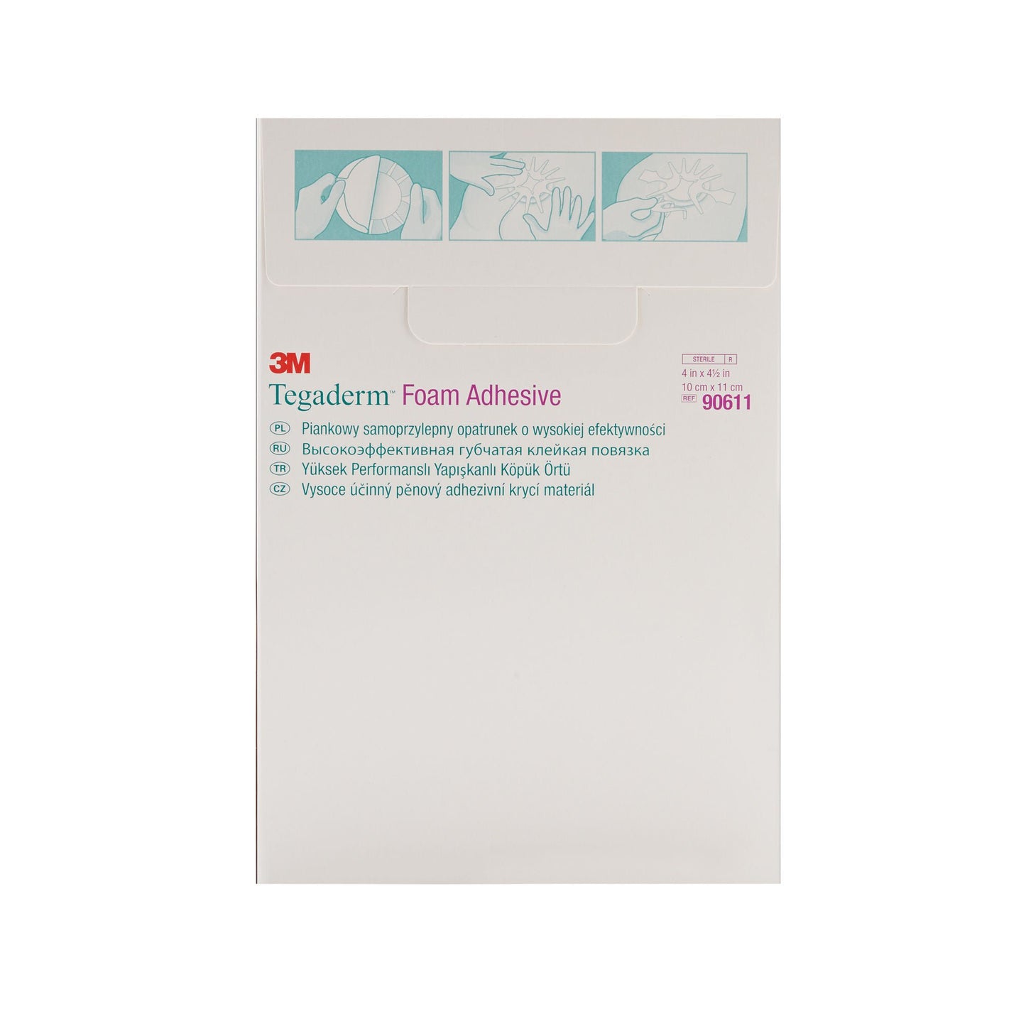 DRESSING, TEGADERM FOAM ADHSV 4"X4.5" (10/BX 4BX/C 3M