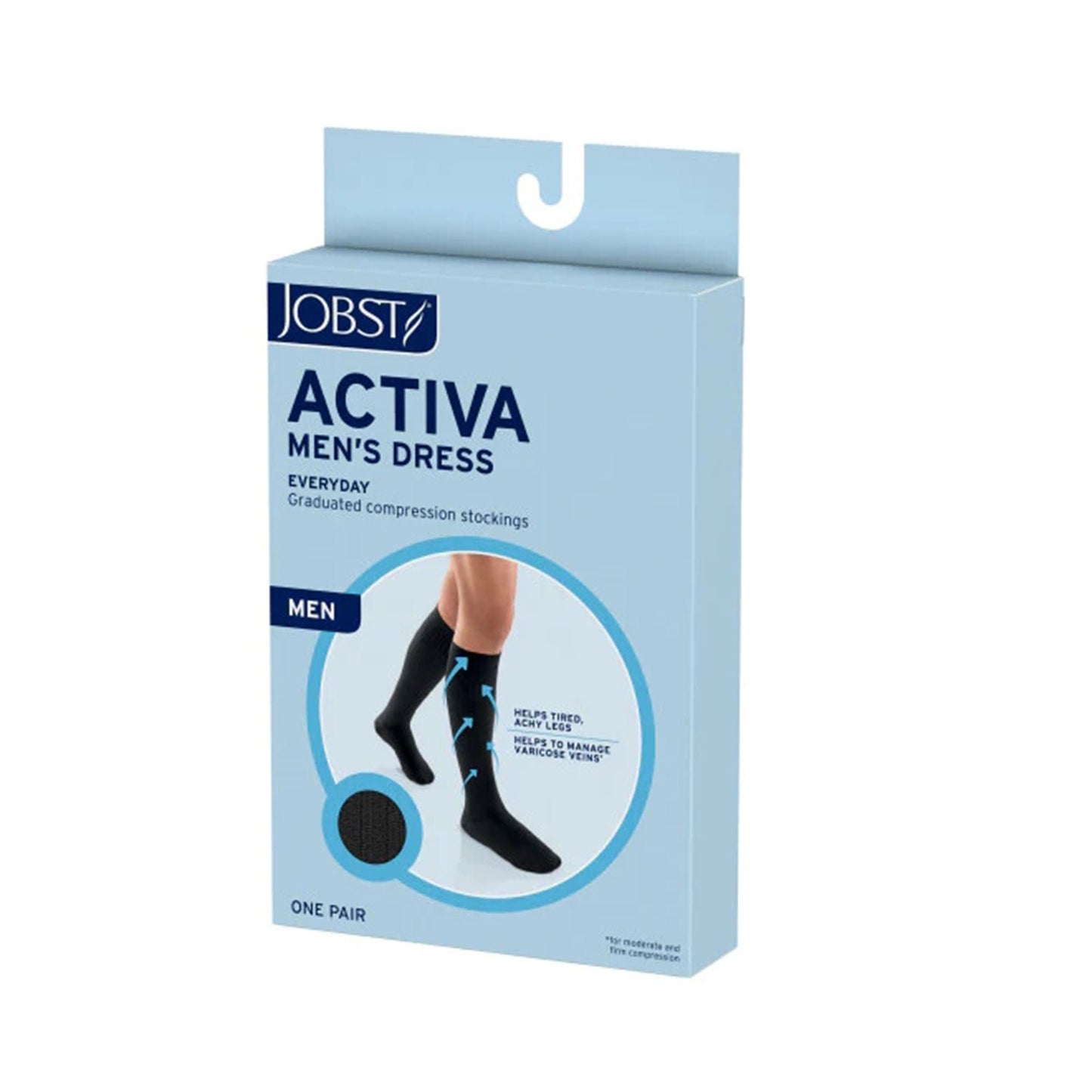SOCKS, DRESS JOBST ACTIVA MENSBLK LG 20-30MMHG