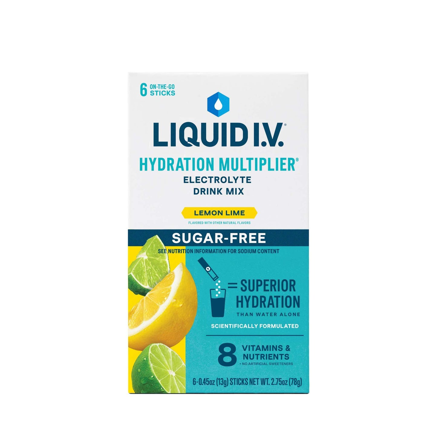LIQUID IV, PDR HYDRATION SUG/FREE LEMON LIME (6/BX 12BX/CS)