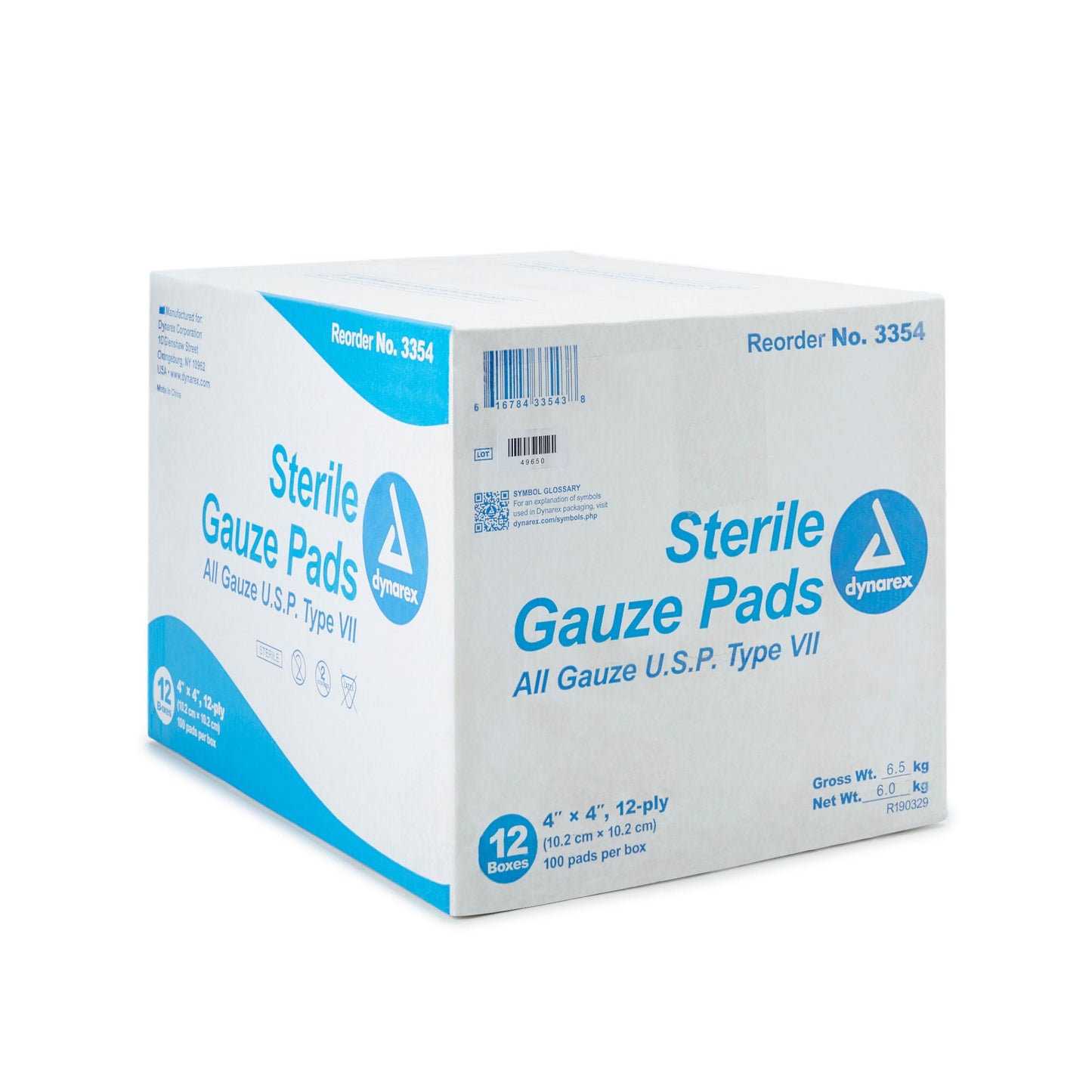PAD, GAUZE 12PLY STR 4X4 (100/BX 12BX/CS)
