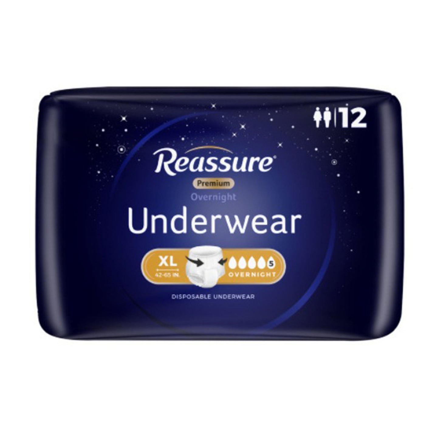 UNDERWEAR, INCONT REASSURE OVRNGHT PREM XLG (12/BG 4BG/CS)