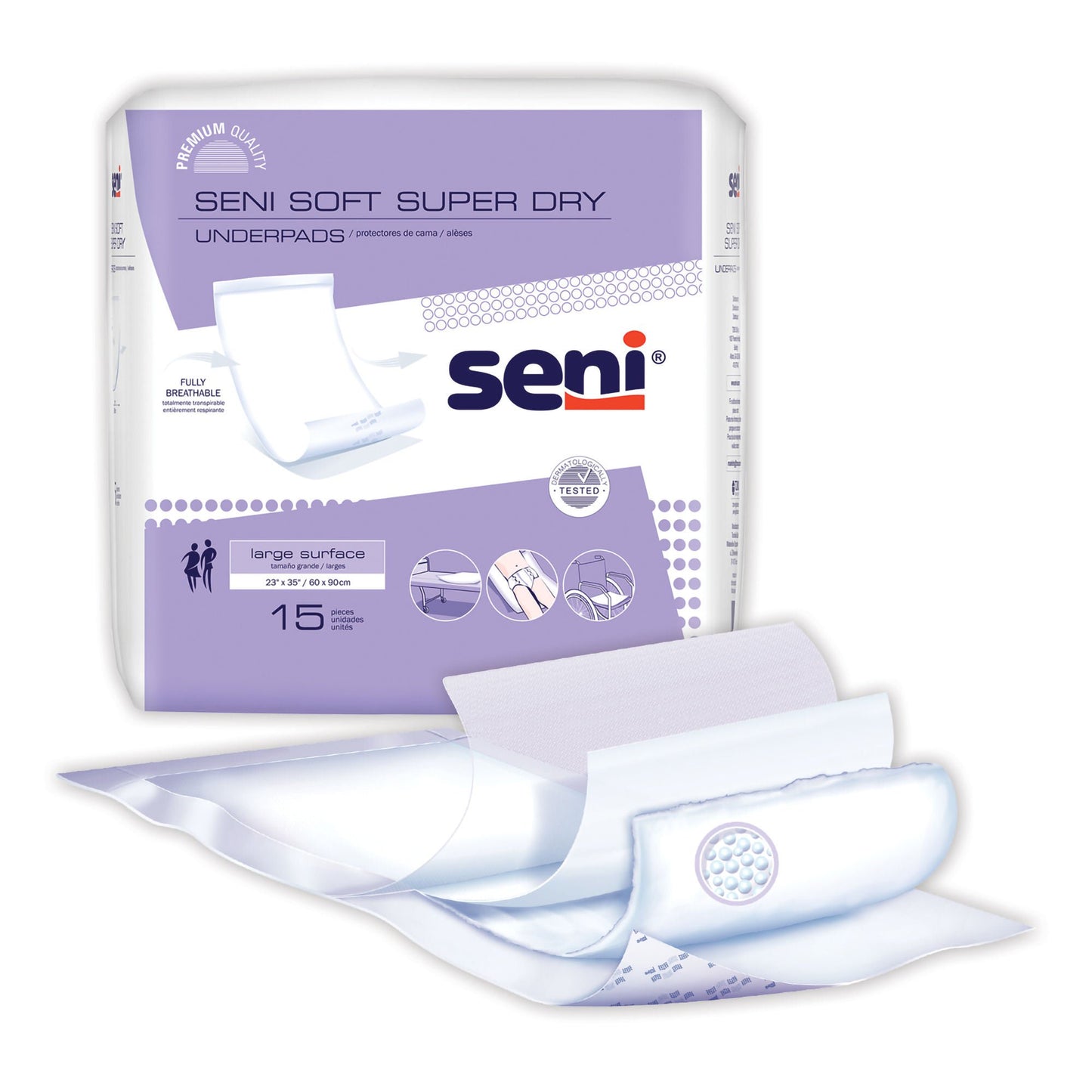 UNDERPAD, SENI SOFT SUPER DRY 23"X35" (15/PK 4PK/CS)