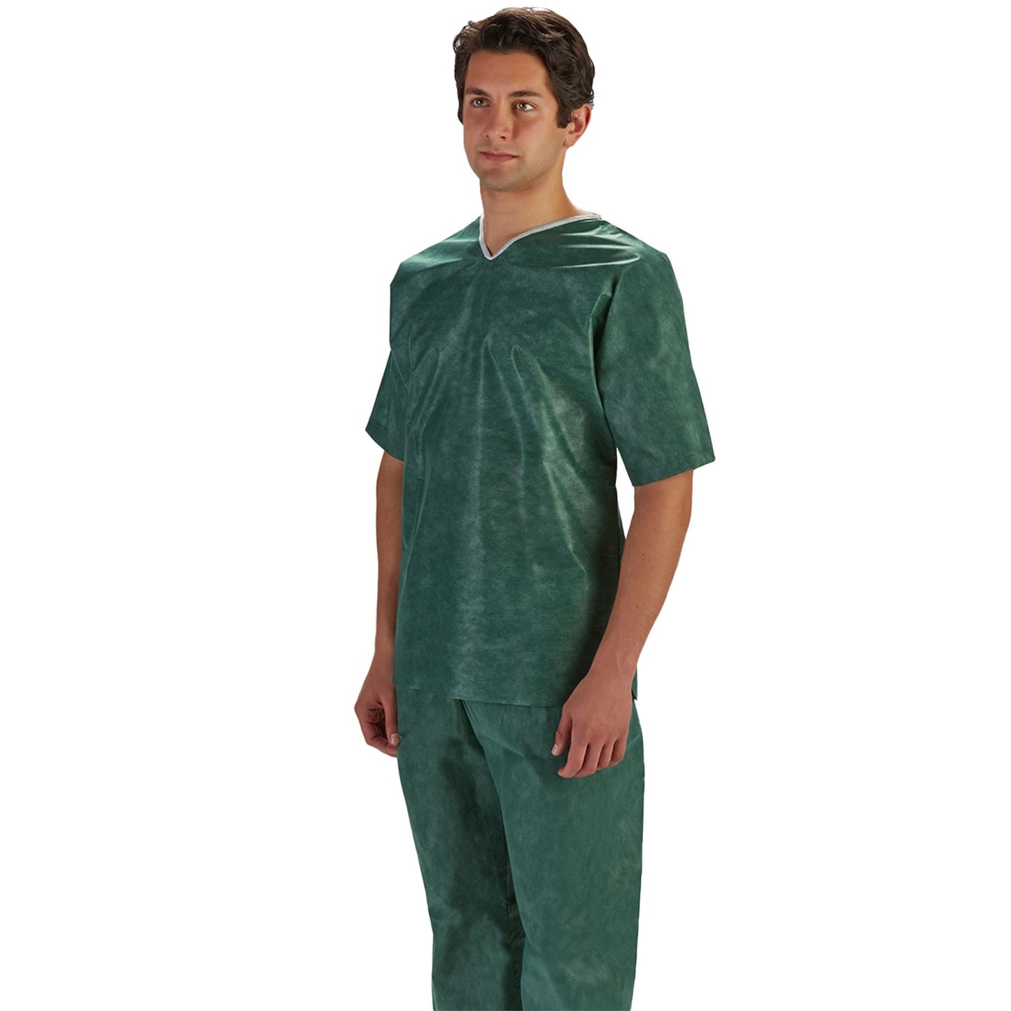 SHIRT, SCRUB NONWOVEN V-NECK NO PCKT DRK GRN SM (30/CS)