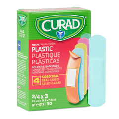 BANDAGE, ADH CURAD PLAS NEON 3/4"X3" (50/BX 24BX/CS)