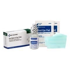 EYE FLUSH KIT, W/1OZ EYEWASH/EYE PADS/ADH STRIPS (30/CS)
