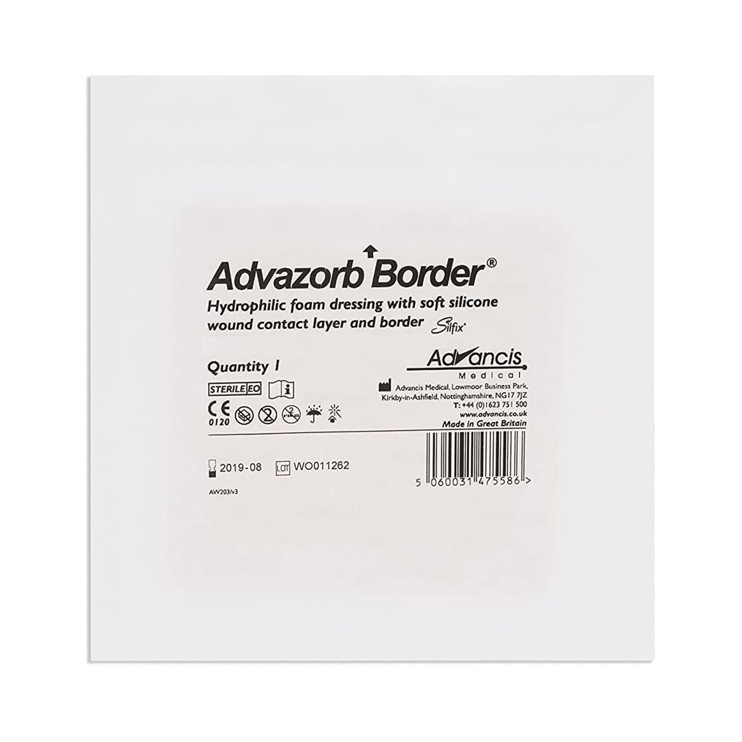 DRESSING, WOUND ADVAZORB BORDER STR FM 6"X6" (10/BX)
